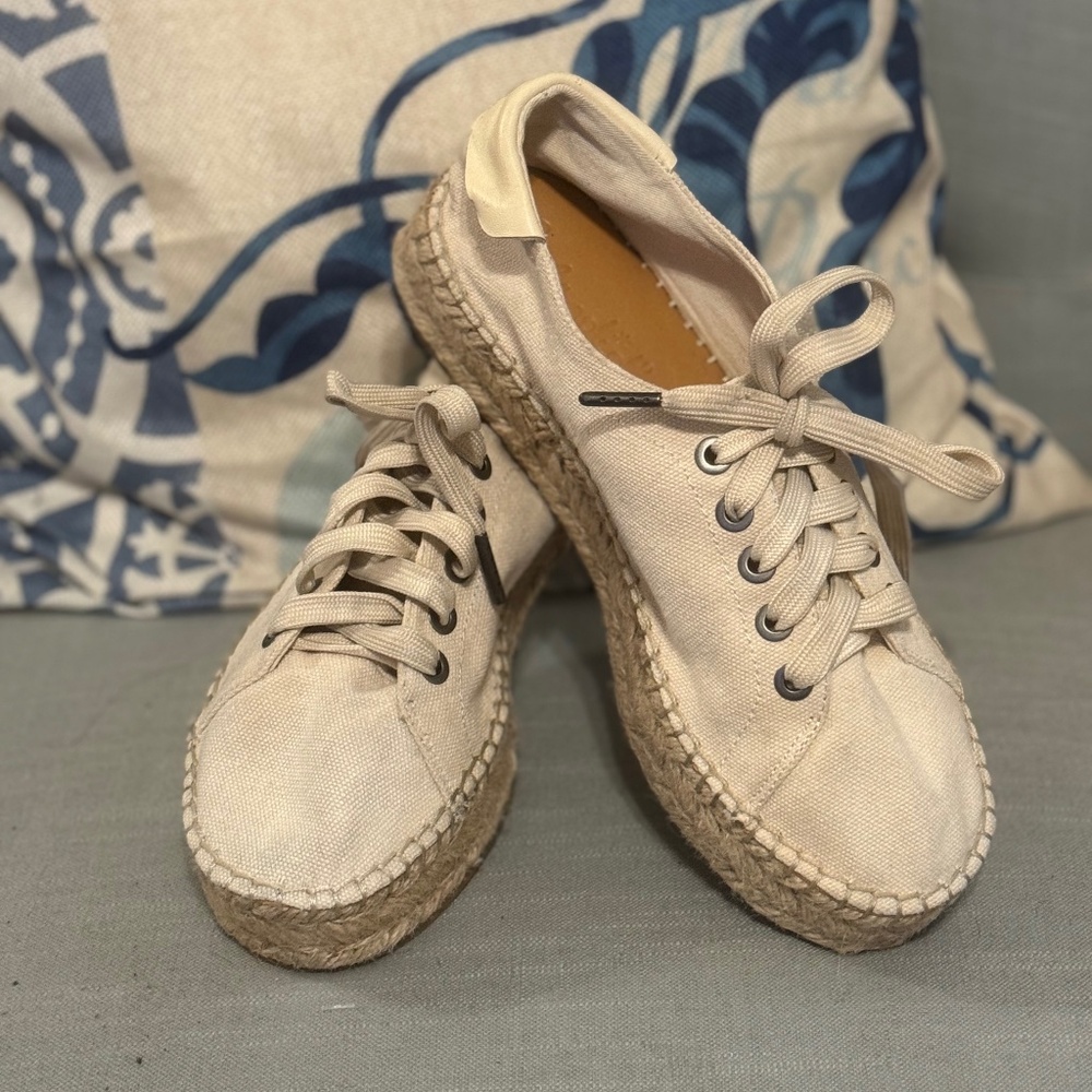 Splendid Ivory  Laurel Round Toe Platform Lace-Up Espadrille Shoe Size 9M